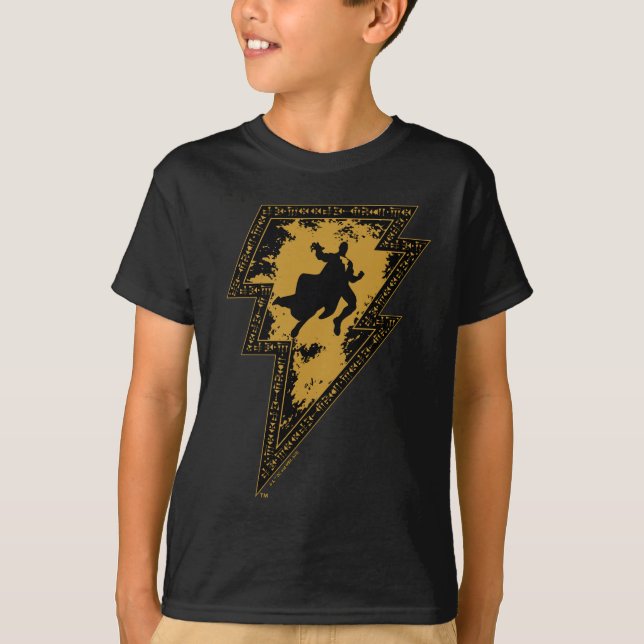 Black Adam Distressed Lightning Bolt Graphic T-Shirt (Front)