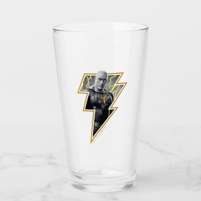 Black Adam Gray and Gold Lightning Graphic Glass (Front)
