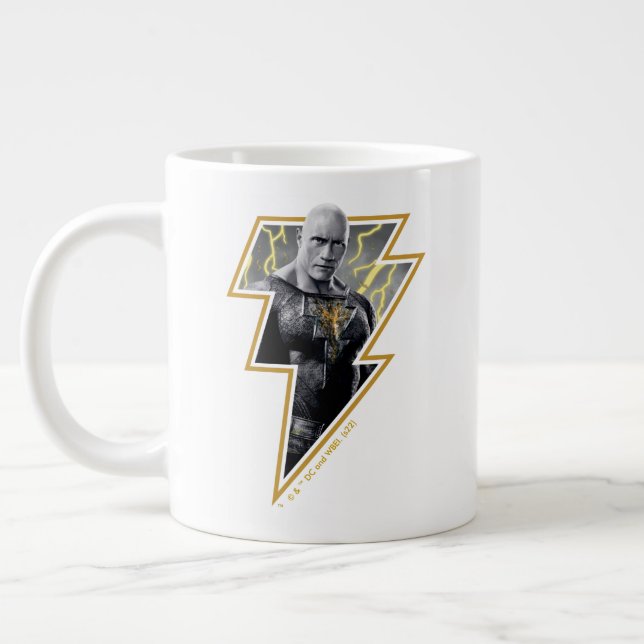 Black Adam Gray and Gold Lightning Graphic Large Coffee Mug (Left)