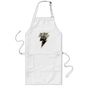 Black Adam Gray and Gold Lightning Graphic Long Apron