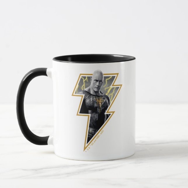 Black Adam Gray and Gold Lightning Graphic Mug (Left)