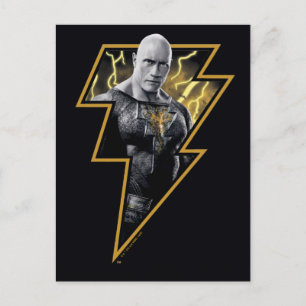 Black Adam Gray and Gold Lightning Graphic Postcard