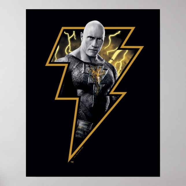 Black Adam Gray and Gold Lightning Graphic Poster (Front)