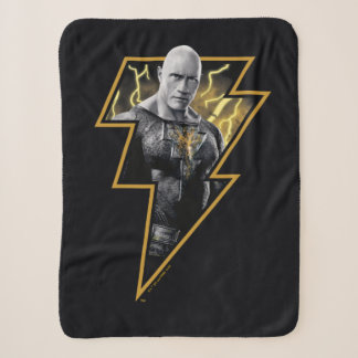 Black Adam Gray and Gold Lightning Graphic Sherpa Blanket