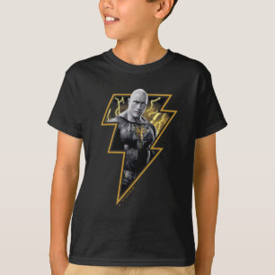 Black Adam Gray and Gold Lightning Graphic T-Shirt