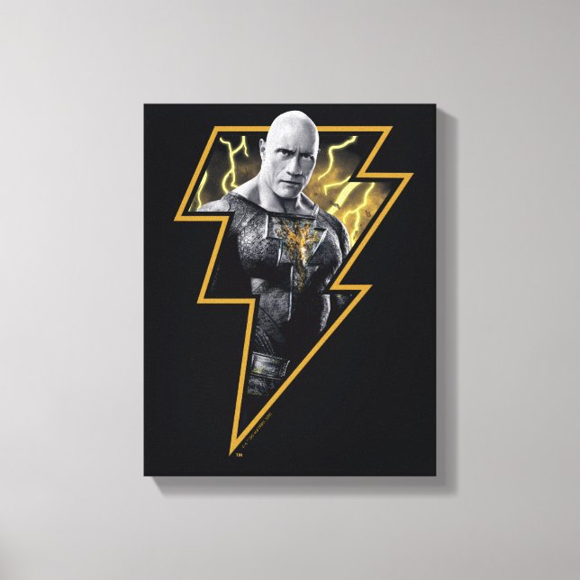 Black Adam Grey and Gold Lightning Graphic Canvas Print (Front)