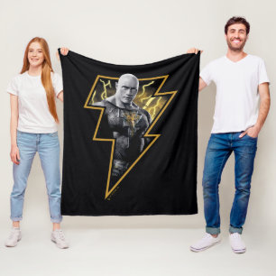 Black Adam Grey and Gold Lightning Graphic Fleece Blanket