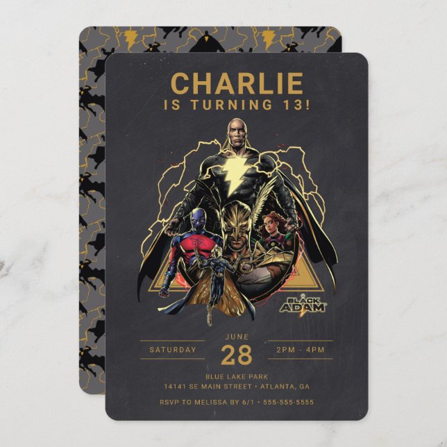 Black Adam Group Chalkboard Birthday Invitation (Front/Back)
