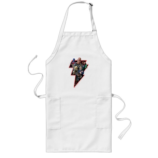 Black Adam Group Lightning Graphic Long Apron (Front)