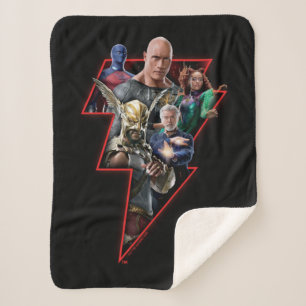 Black Adam Group Lightning Graphic Sherpa Blanket