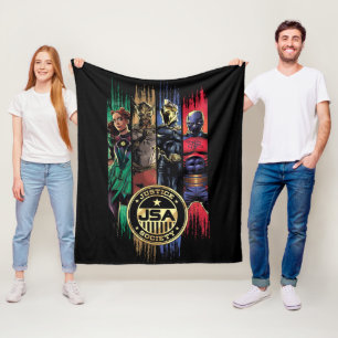 Black Adam Justice Society Heroes In Stripes Fleece Blanket