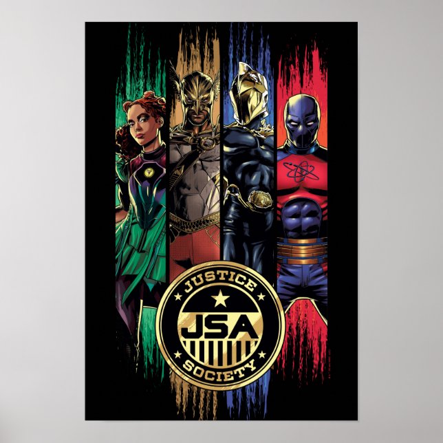 Black Adam Justice Society Heroes In Stripes Poster (Front)