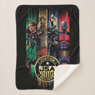 Black Adam Justice Society Heroes In Stripes Sherpa Blanket