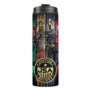 Black Adam Justice Society Heroes In Stripes Thermal Tumbler