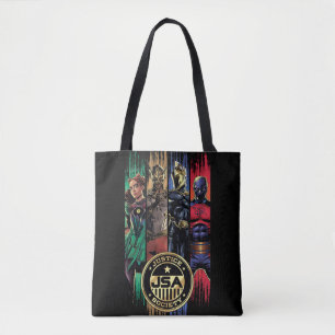 Black Adam Justice Society Heroes In Stripes Tote Bag