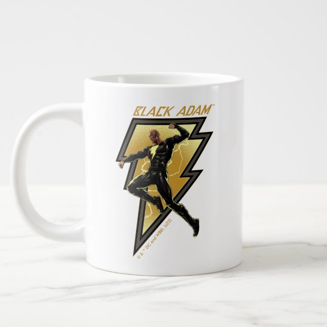 Black Adam Lightning Bolt Character Illustration Large Coffee Mug (Left)