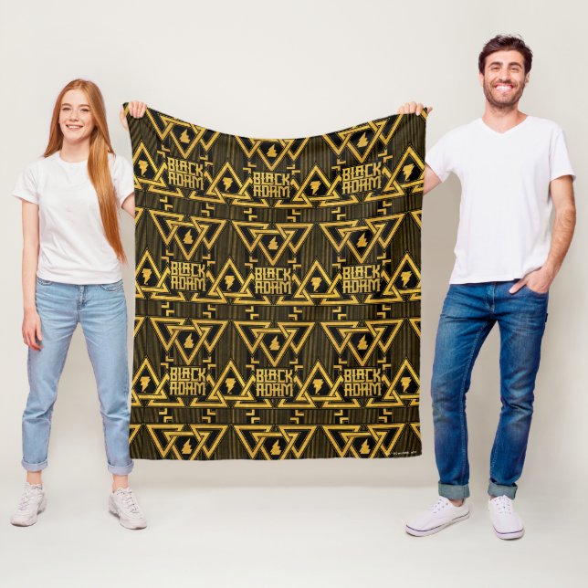 Black Adam Lightning Bolt Triangular Pattern Fleece Blanket (In Situ)