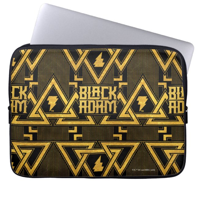Black Adam Lightning Bolt Triangular Pattern Laptop Sleeve (Front)