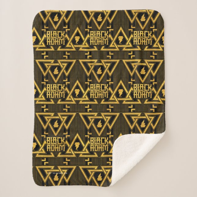 Black Adam Lightning Bolt Triangular Pattern Sherpa Blanket (Front)