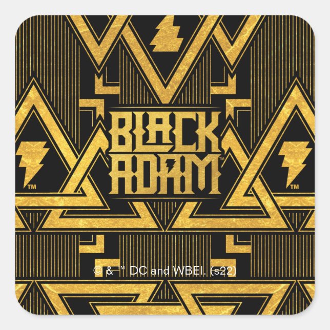 Black Adam Lightning Bolt Triangular Pattern Square Sticker (Front)