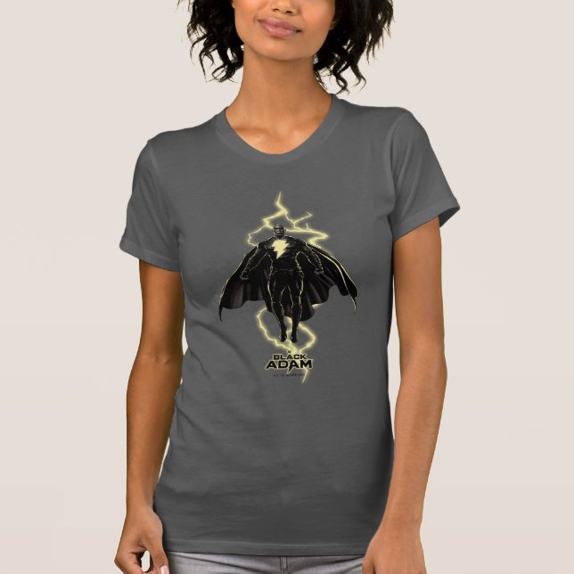 Black Adam Lightning Silhouette Graphic T-Shirt (Front)