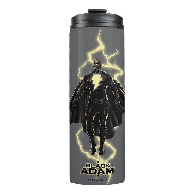Black Adam Lightning Silhouette Graphic Thermal Tumbler (Front)