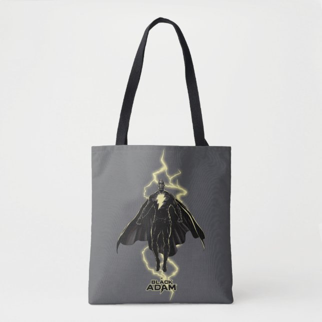 Black Adam Lightning Silhouette Graphic Tote Bag (Front)