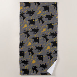Black Adam Lightning Silhouette Pattern Beach Towel