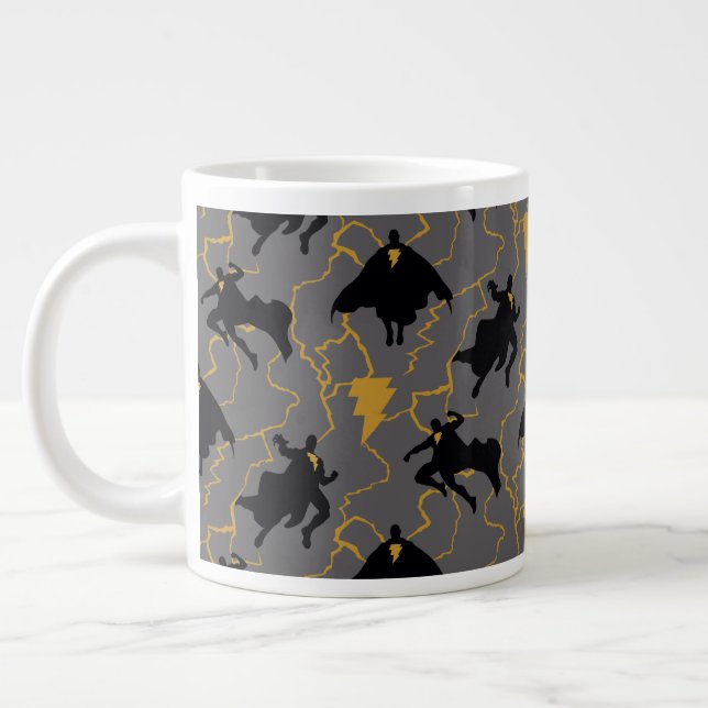 Black Adam Lightning Silhouette Pattern Large Coffee Mug (Left)