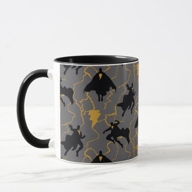 Black Adam Lightning Silhouette Pattern Mug (Left)