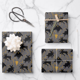 Black Adam Lightning Silhouette Pattern Wrapping Paper Sheet