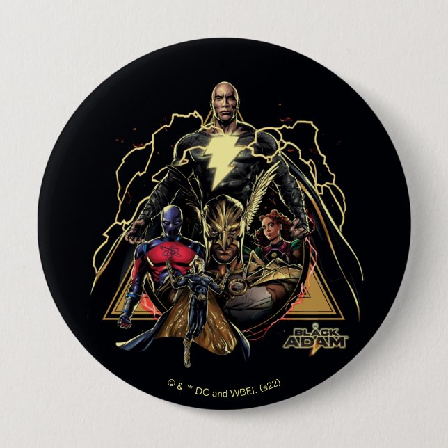Black Adam Triangular Group Graphic 10 Cm Round Badge (Front)