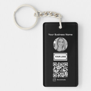 Black Add Custom Business Logo Photo Qr Code Keych Key Ring