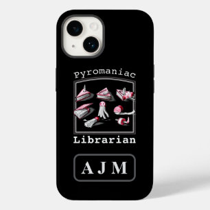 Black Add Initials Pyromaniac Librarian Sketched Case-Mate iPhone 14 Case
