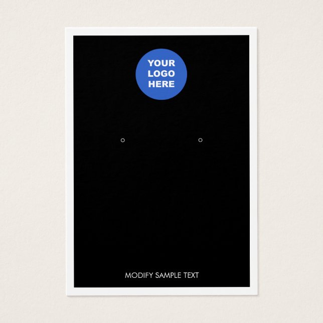 Black Add Logo White Border  Earring Display Card (Front)