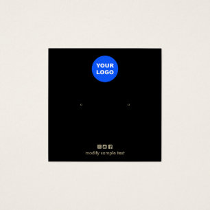 Black Add Your Logo Stud Earring Display Card