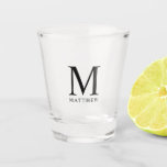 Black Add your Name & Initial Monogram Shot Glass<br><div class="desc">Personalised name & monogram shot glass in black.</div>