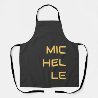 Black Add Your Name Modern Plain Apron