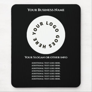 Black add your own text and logo mouse mat