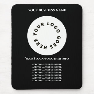 Black add your own text and logo mouse mat