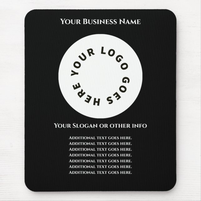 Black add your own text and logo mouse mat (Front)