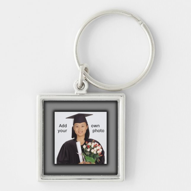 Black Add your Photo Key Ring (Front)