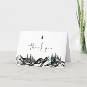 Black Adventure Mountain Forest Baby Shower Thank You Card