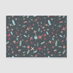 Black Aeroplane and Aviation Pattern Tissue Paper