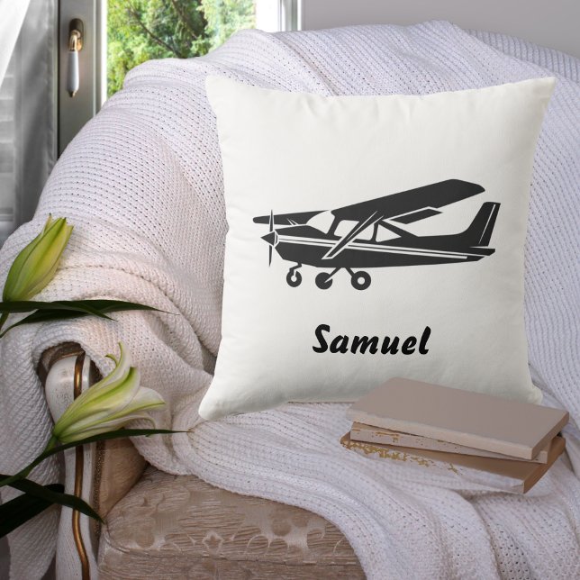 Black Aeroplane Travel Baby First Birthday,Aviatio Cushion (Creator Uploaded)
