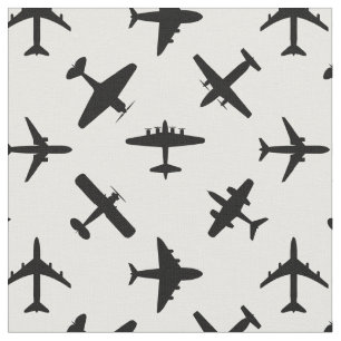 Black aeroplanes custom colour and tile size fabric