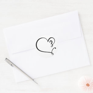 Black Aesthetic Line Heart Wedding Envelope Seals