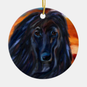 Black Afghan Hound Ceramic Tree Decoration