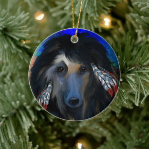 Black Afghan Hound   Ceramic Tree Decoration