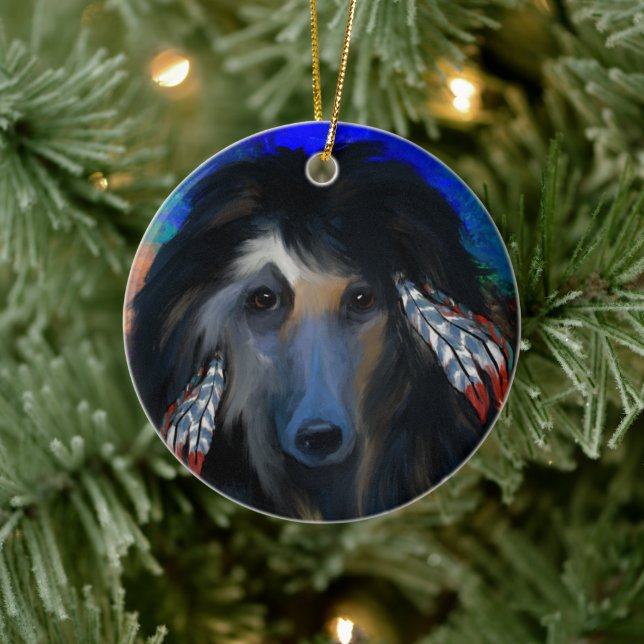 Black Afghan Hound   Ceramic Tree Decoration (Tree)